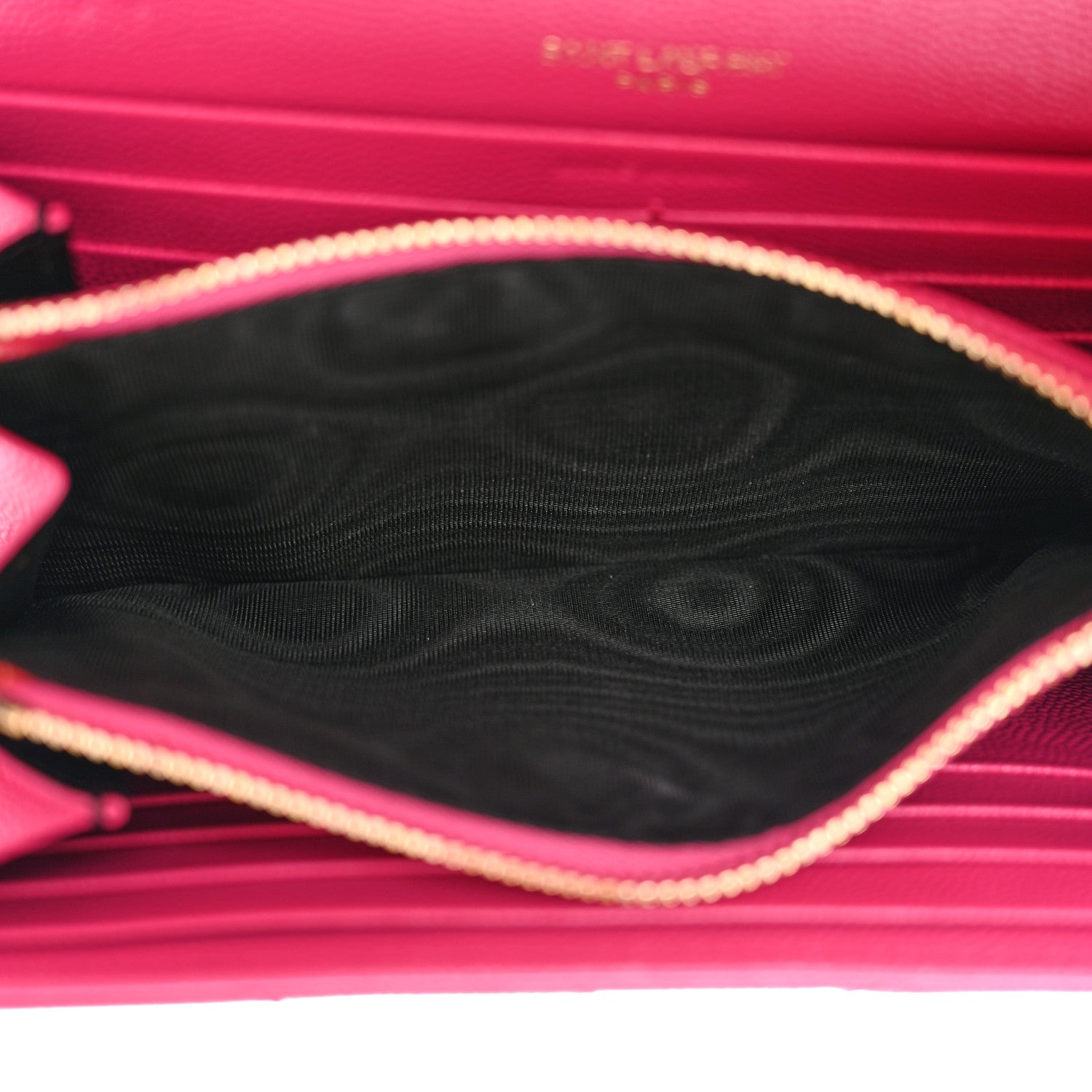 Saint Laurent Grain De Poudre Matelasse Chevron Monogram Flap Wallet Fuxia 6 of 11