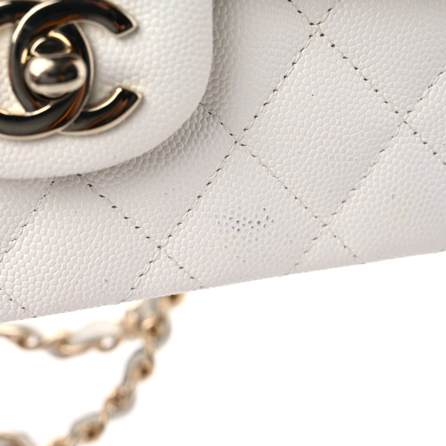 Caviar Quilted Small Double Flap White