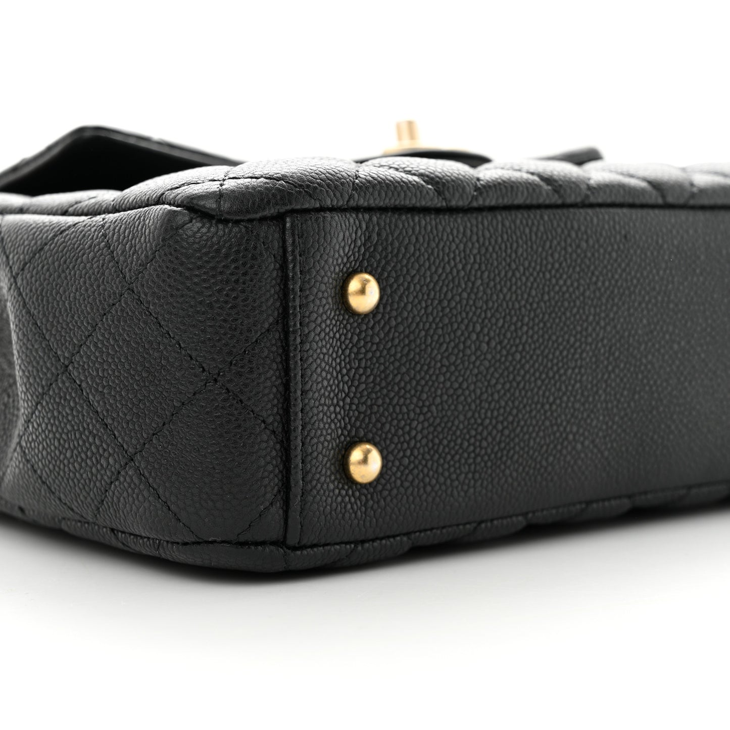 Caviar Calfskin Quilted Small Top Handle Flap Black