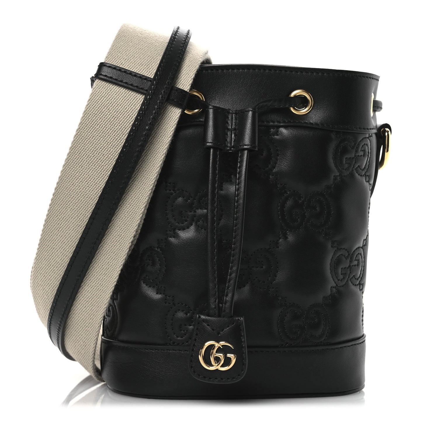 Calfskin GG Matelasse Bucket Bag Black