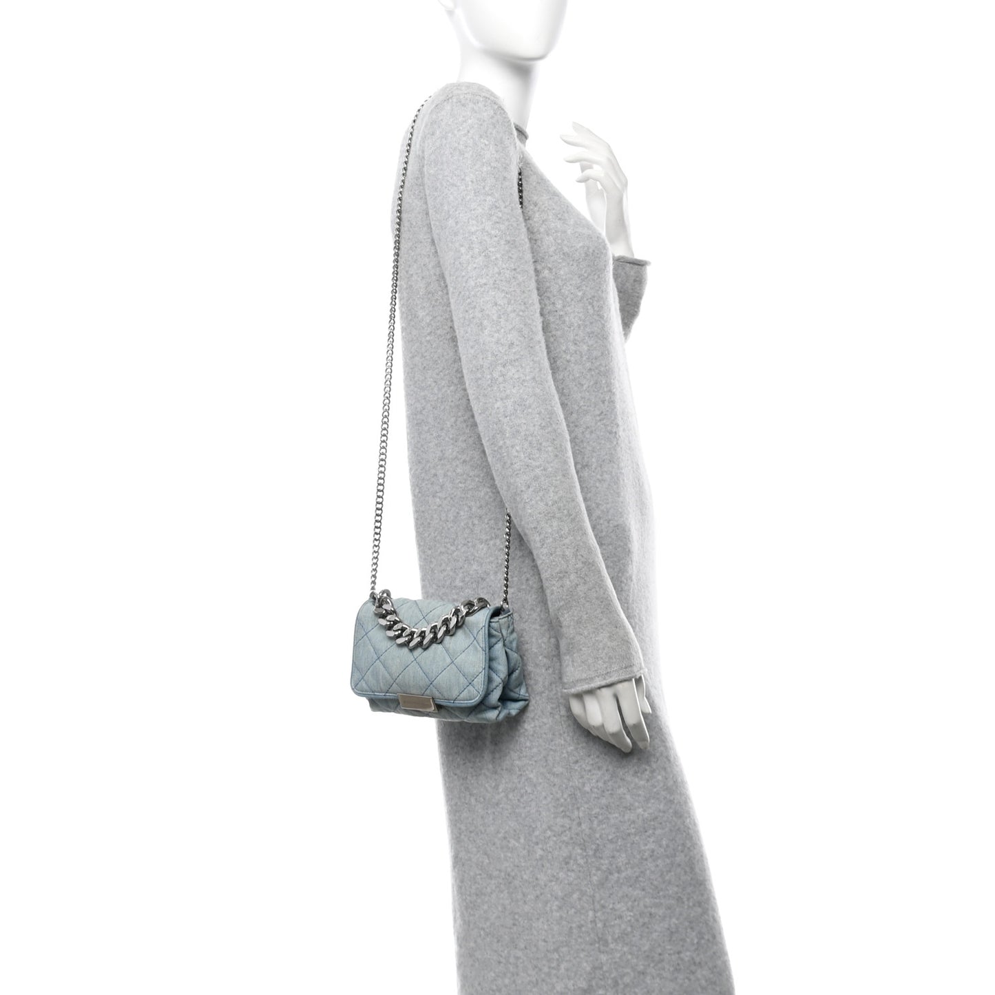Eco Denim Quilted Mini Beckett Shoulder Bag Blue