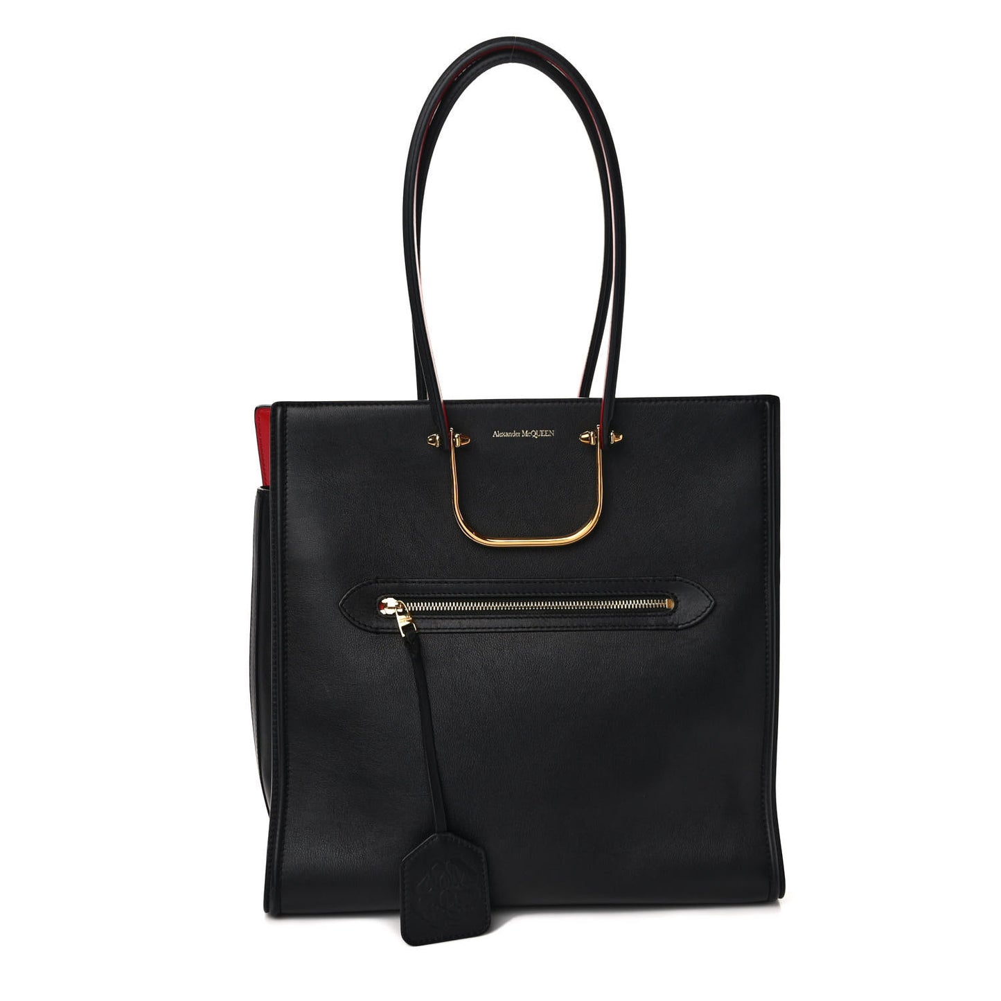 Calfskin The Tall Story Shoulder Bag Black Red