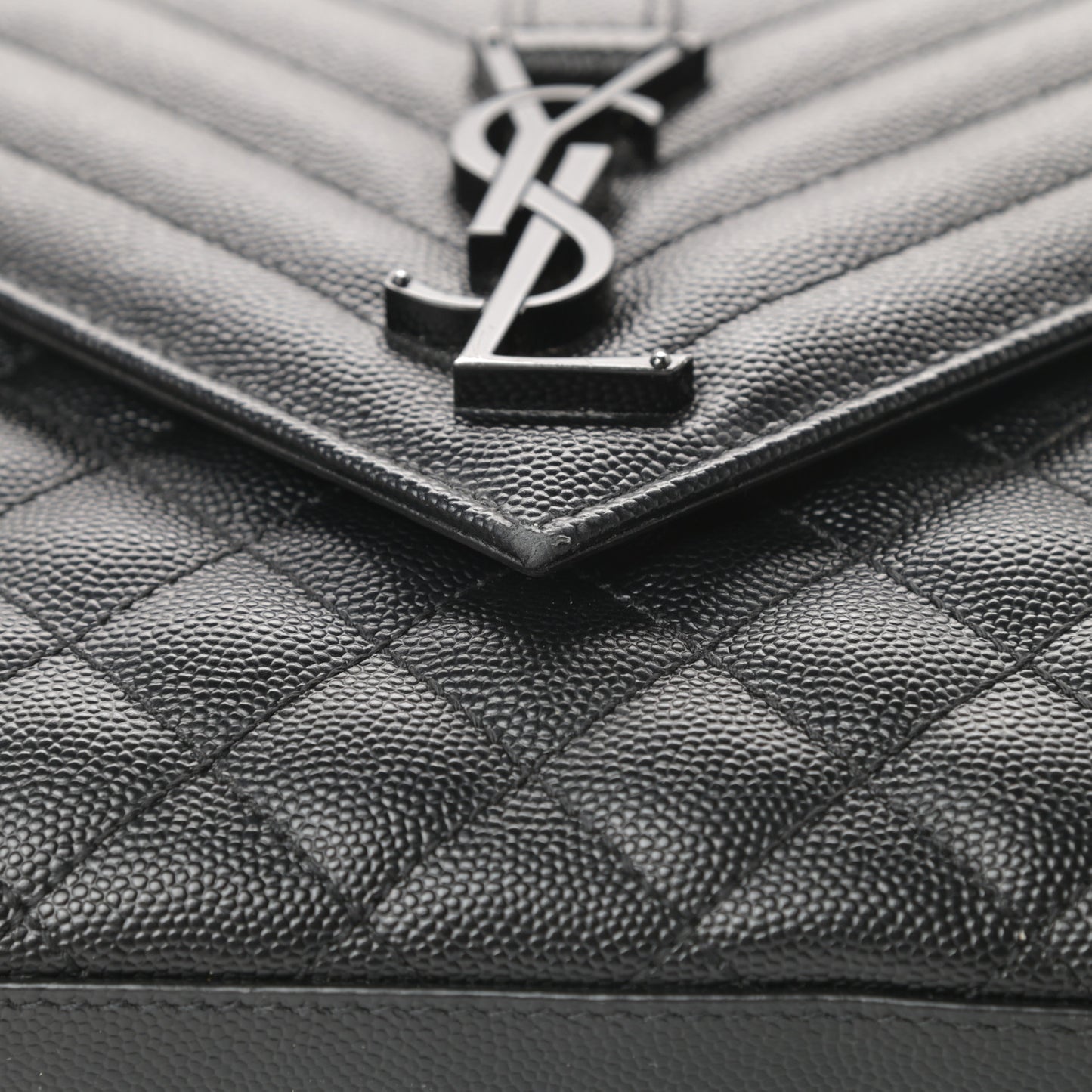 Grain De Poudre Textured Mixed Matelasse Triquilt Medium Monogram Satchel Black