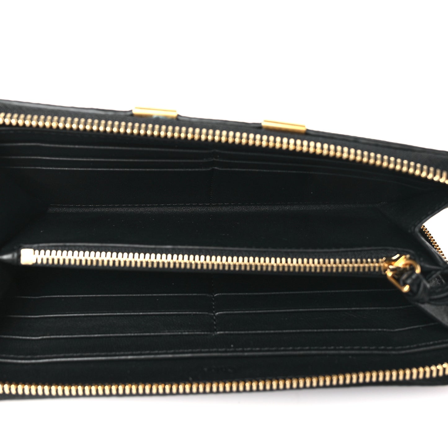 Grained Calfskin Marcie Long Zip Around Wallet Black