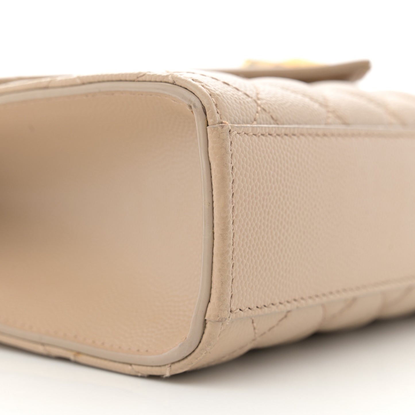 Grain De Poudre Textured Mixed Matelasse Medium Triquilt Monogram Satchel Dark Beige