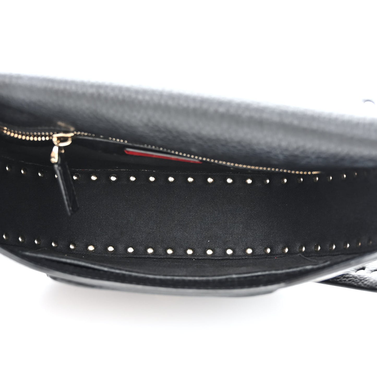 Grained Calfskin Rockstud Saddle Bag Black