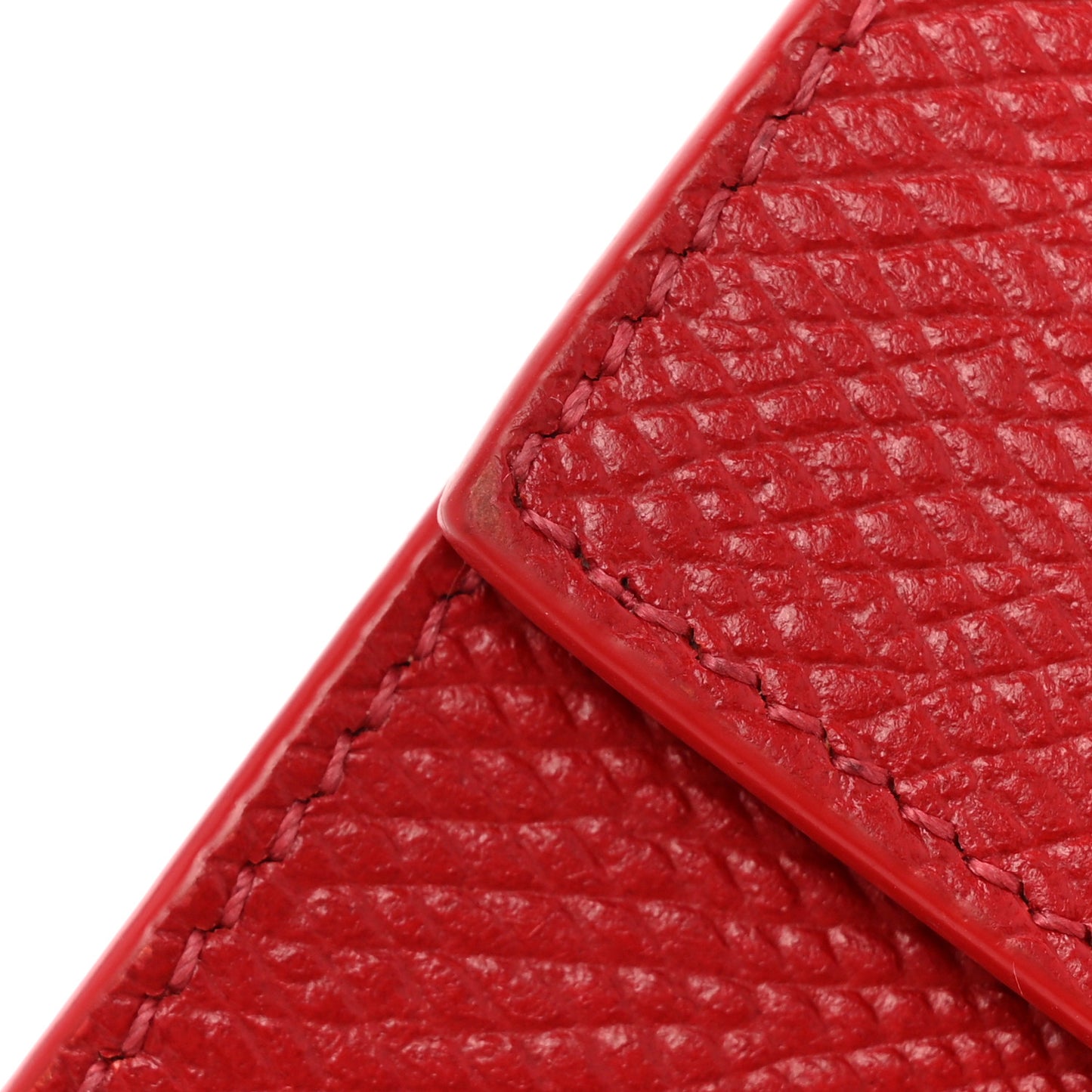 Grained Calfskin Small Multifunction Folded Wallet Red