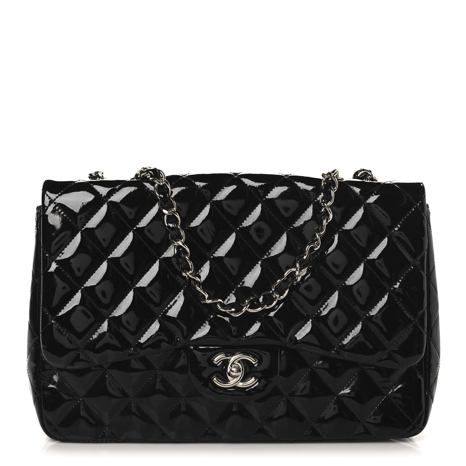 Chanel Patent Quilted Jumbo Single Flap Black 1 of 12