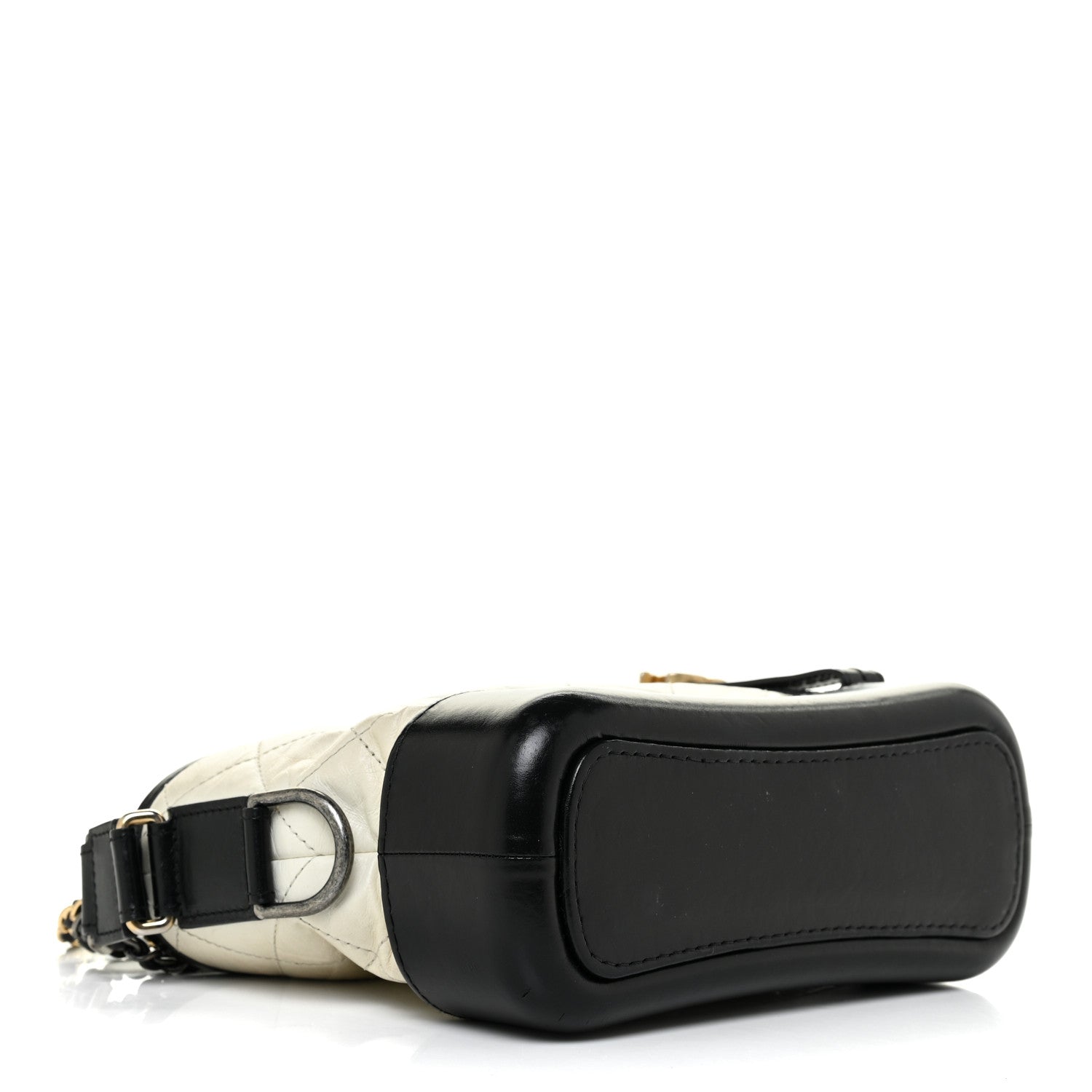 Chanel Aged Calfskin Quilted Small Gabrielle Hobo Black White 4 of 16