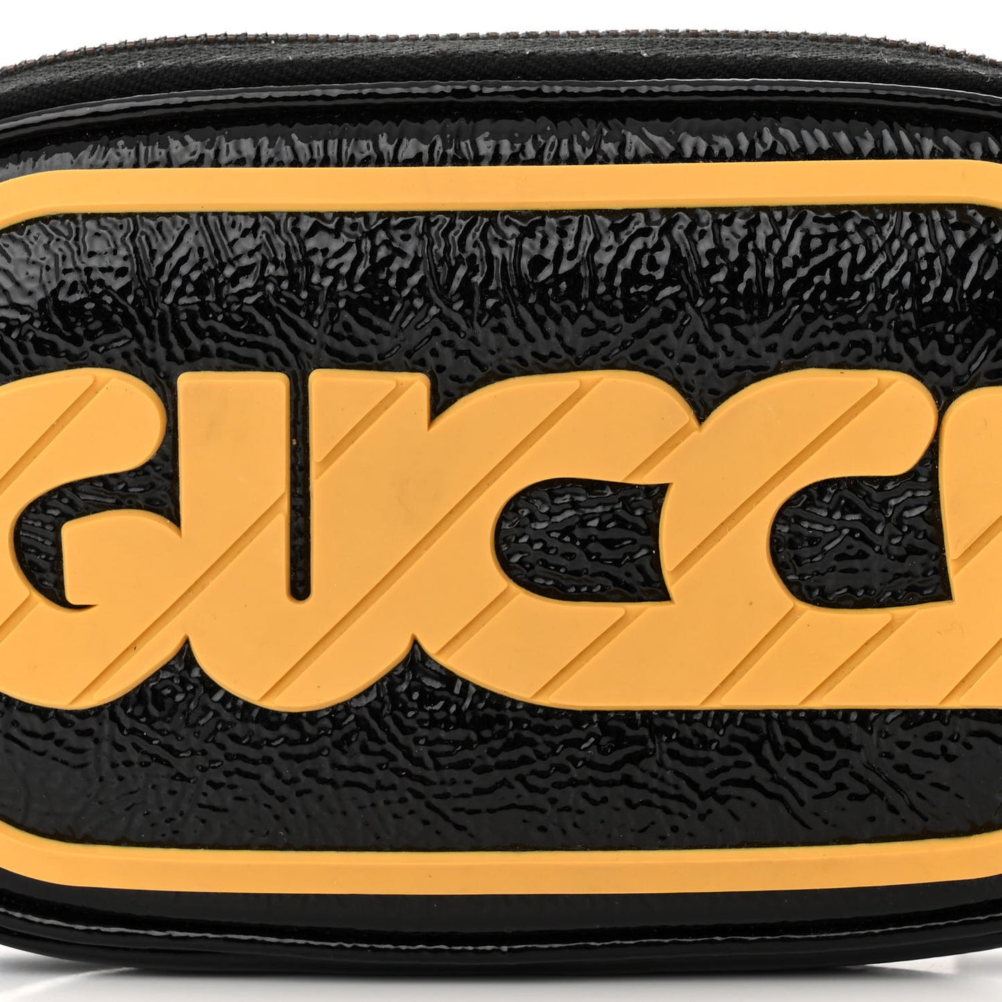 Patent Rubber Game Patch Logo Belt Bag 95 38 Black