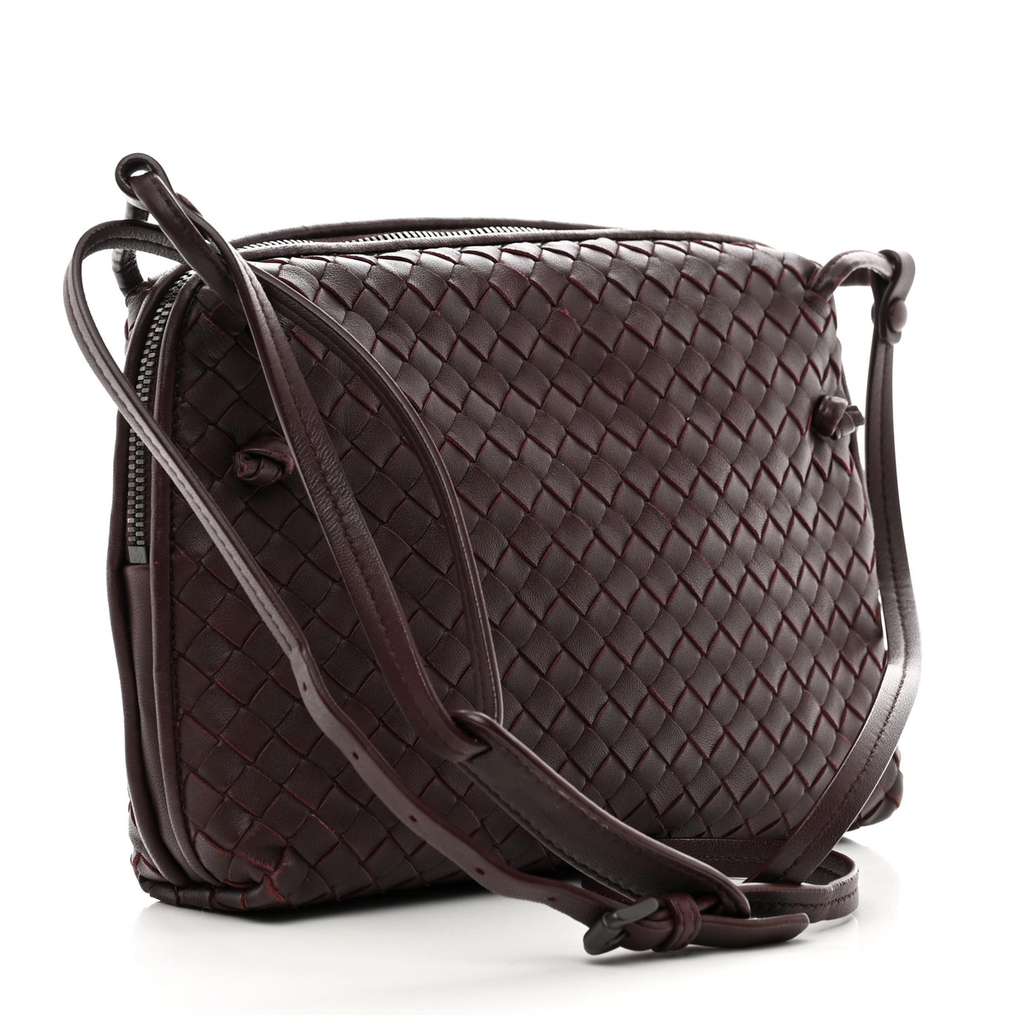 Nappa Intrecciato Nodini Crossbody Messenger Burgundy