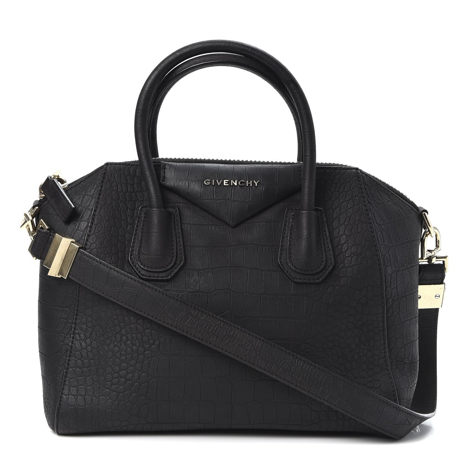 Givenchy Nubuck Crocodile Embossed Medium Antigona Black 1 of 9