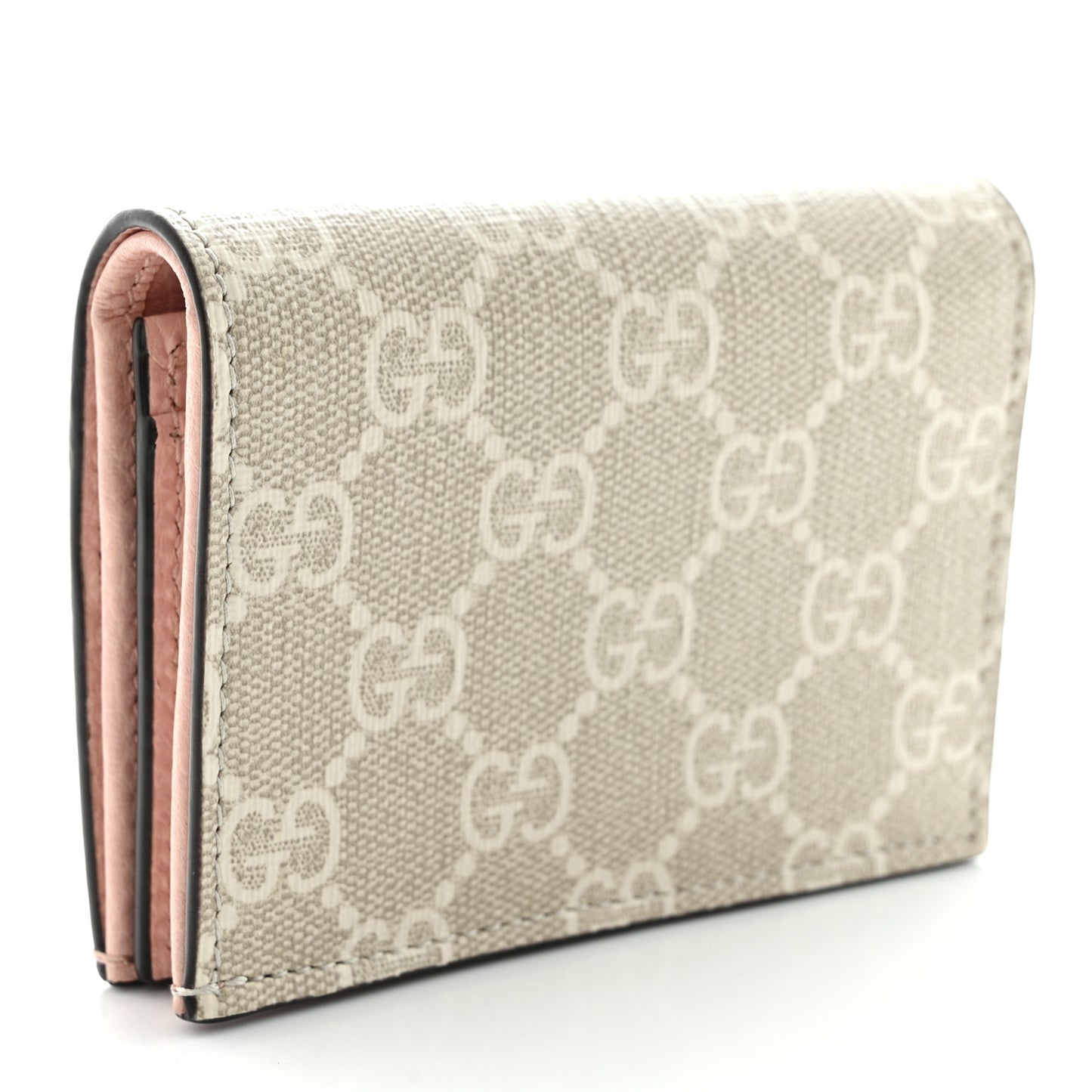 Dollar Calfskin GG Supreme Monogram GG Marmont Card Case Perfect Pink Beige Mystic White