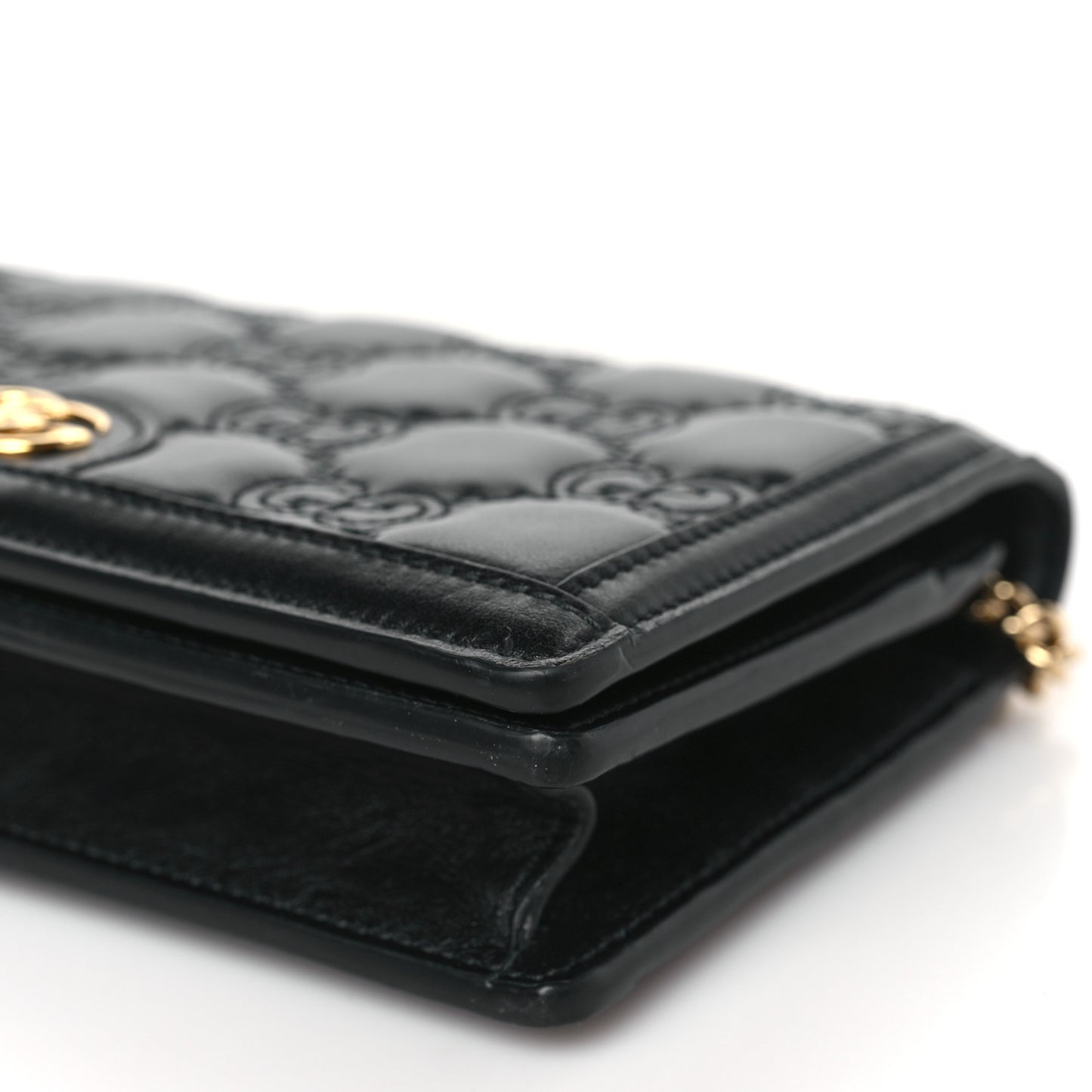 Calfskin GG Matelasse Chain Wallet Black