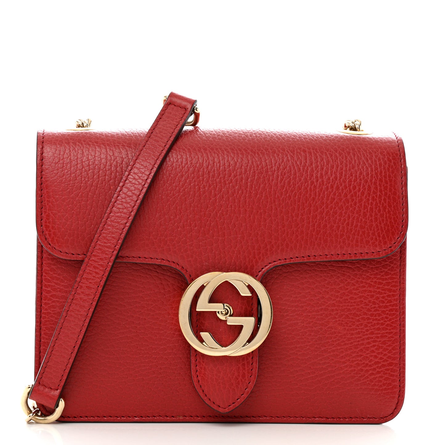 Dollar Calfskin Small Interlocking G Shoulder Bag Red