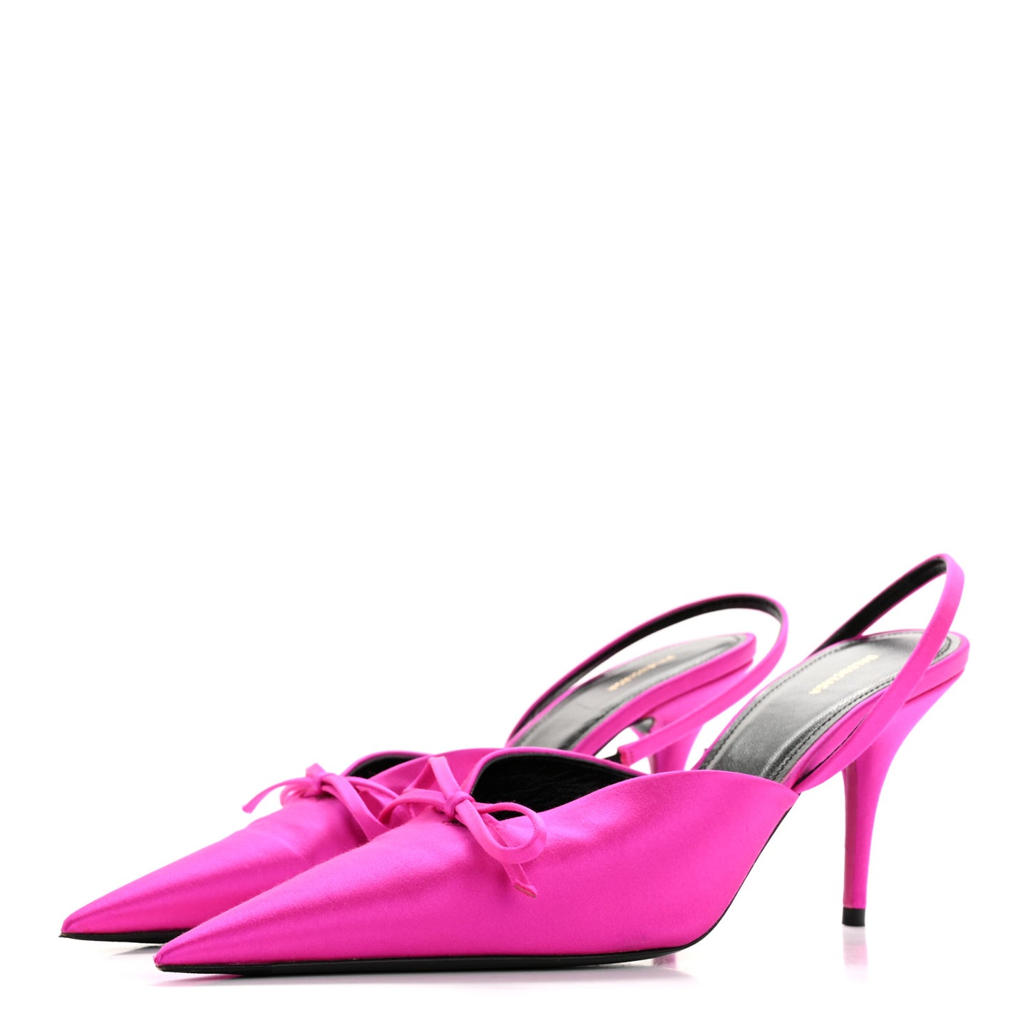 Satin Pointed Toe Knife Slingback Mules 38.5 Rose Fuchsia