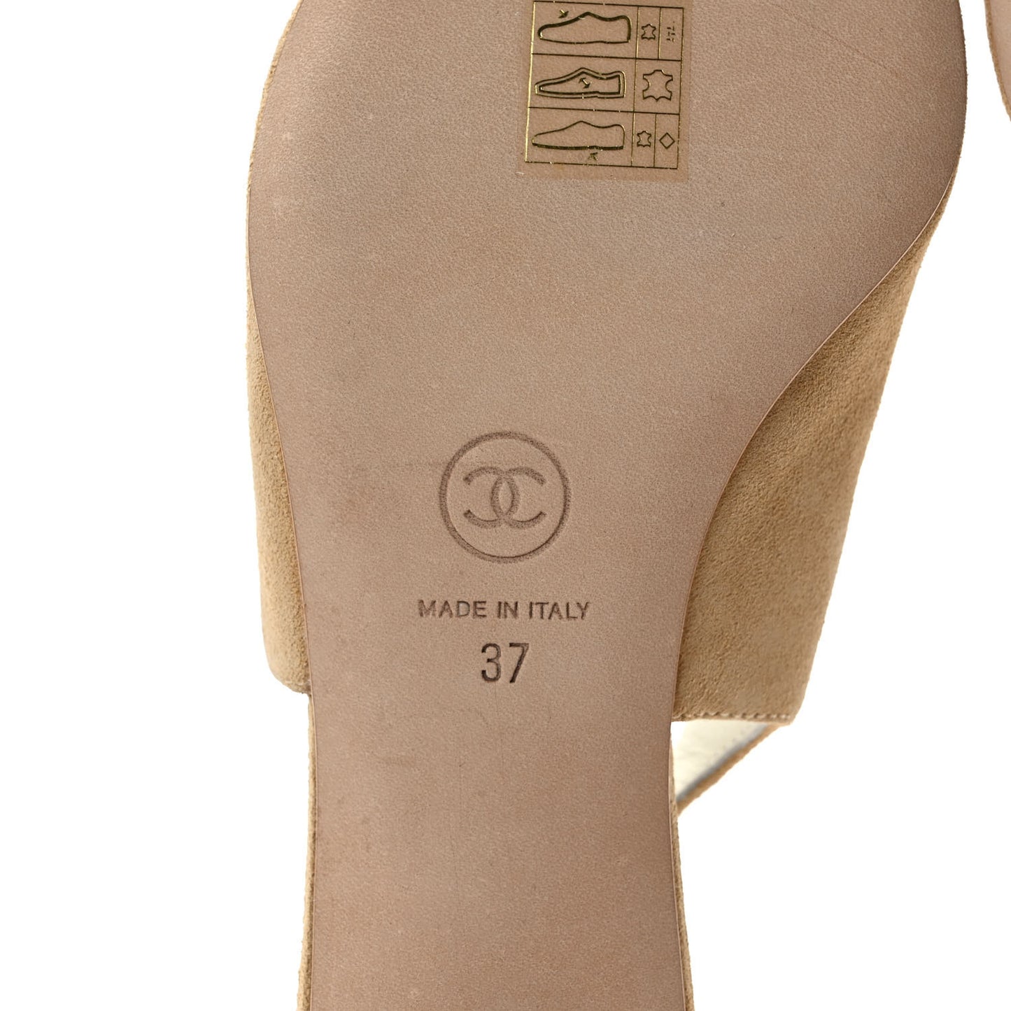 Suede Grosgrain Cap Toe CC Chain Slingback Pumps 37 Beige Black Pink