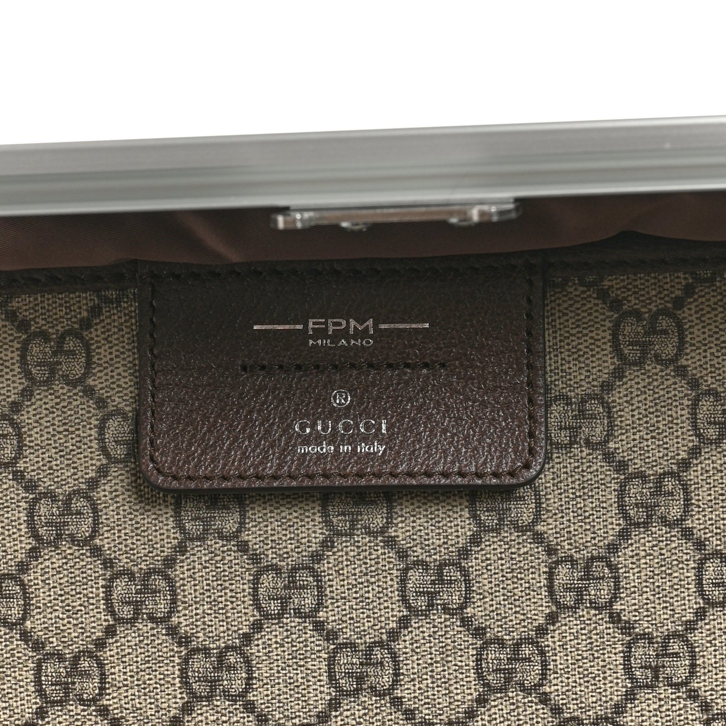 GG Supreme Monogram Aluminium Porter Medium Trolley Suitcase Beige Ebony Silver