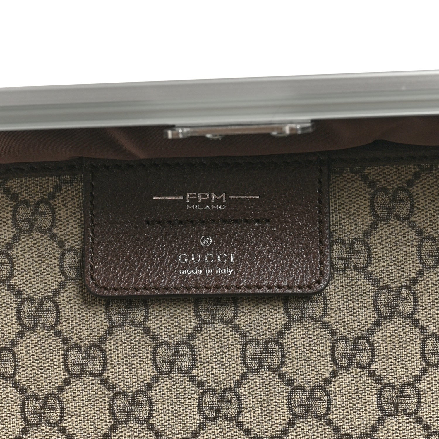 Gucci GG Supreme Monogram Aluminium Porter Medium Trolley Suitcase Beige Ebony Silver 5 of 8