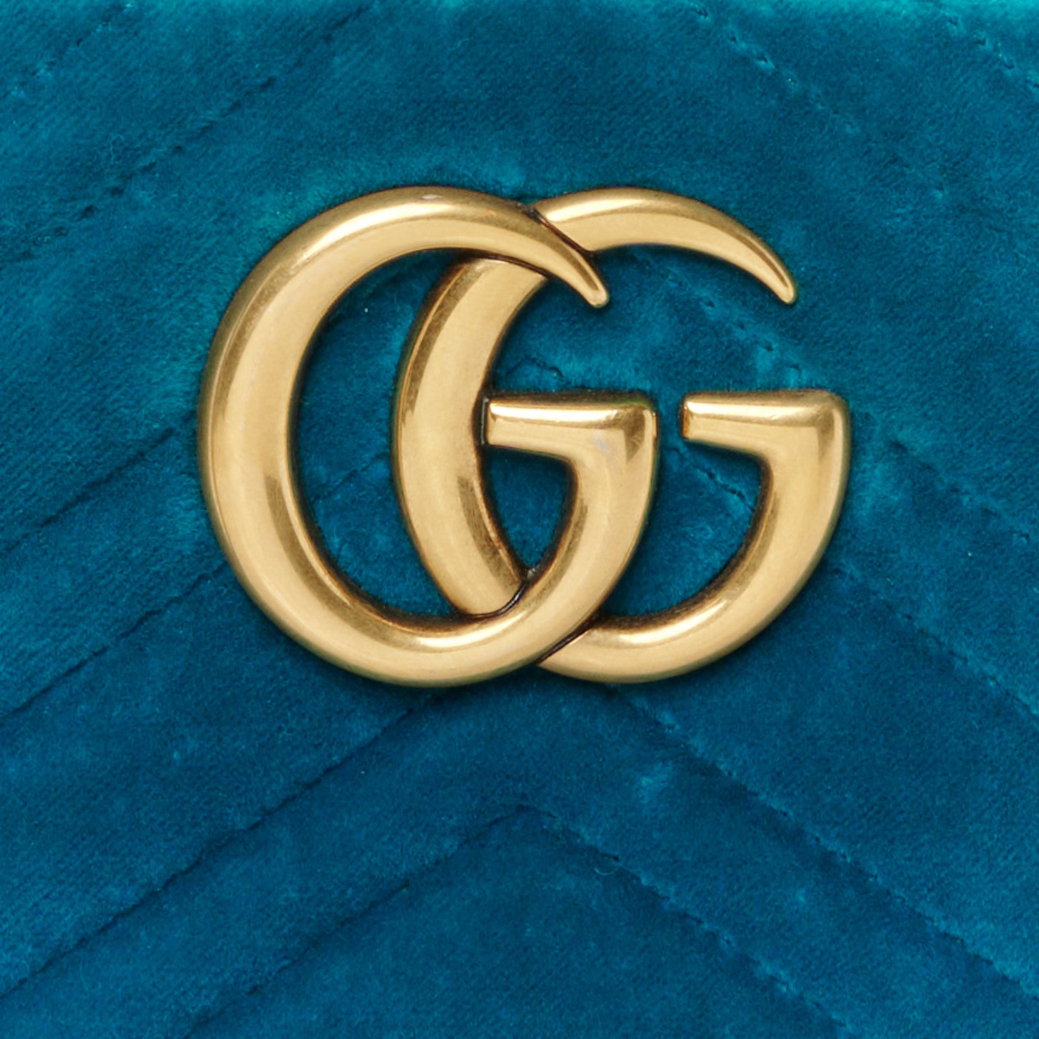 Gucci Velvet Matelasse Small GG Marmont Chain Shoulder Bag Pavone Cyan 9 of 11