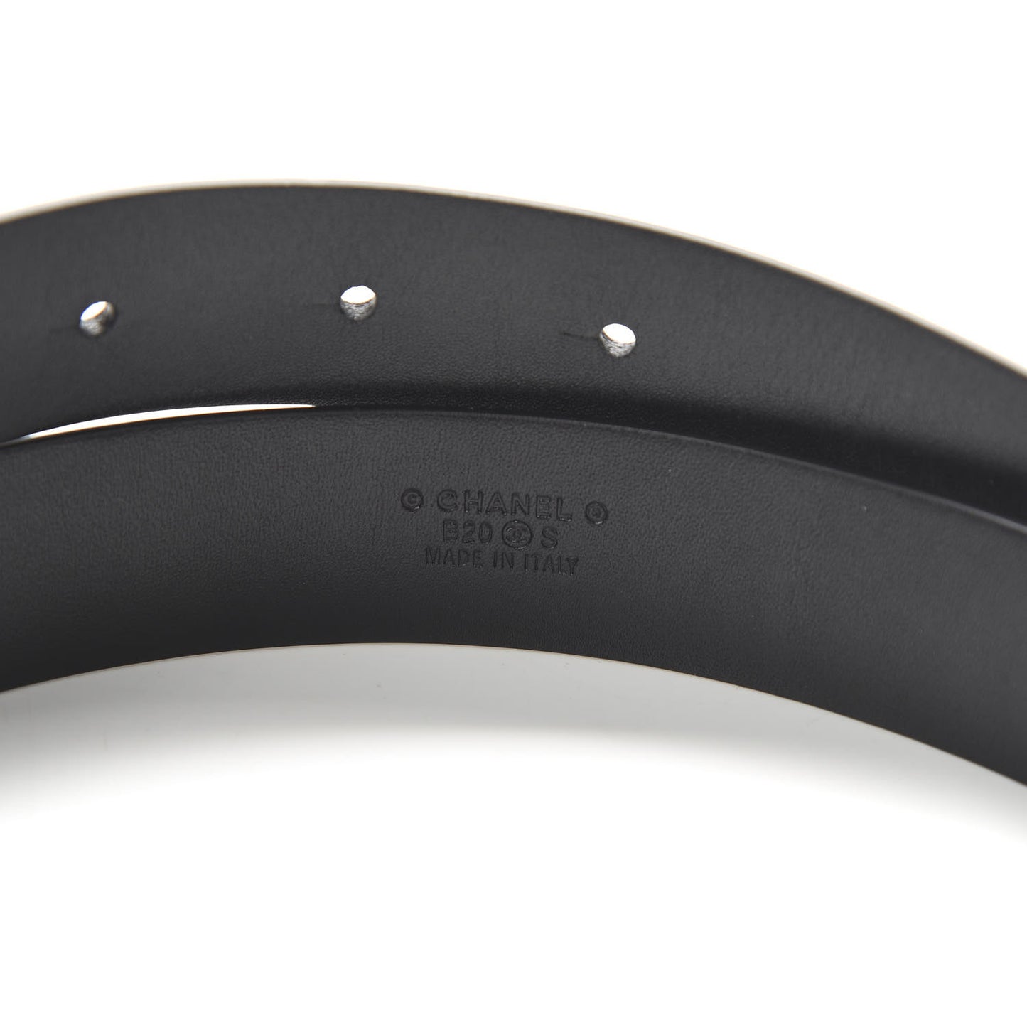 Calfskin Pearl Crystal Queen of France CC Belt 80 32 Black