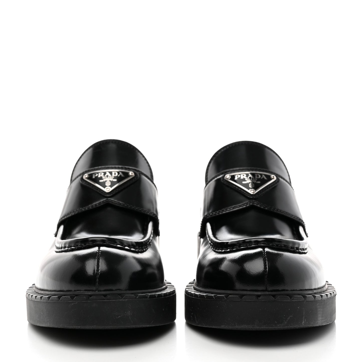 Spazzolato Metal Triangle Logo 50mm Loafers 39 Black