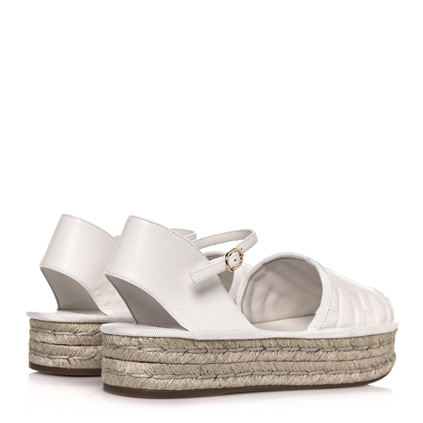 Nappa FF Embossed Espadrille Platform Sandals 38 Snow