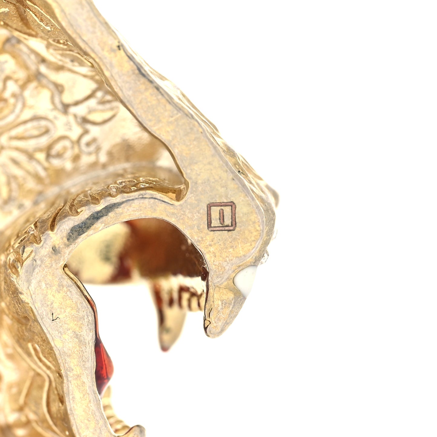 Metal Enamel Roaring Tiger Pendant Necklace Gold