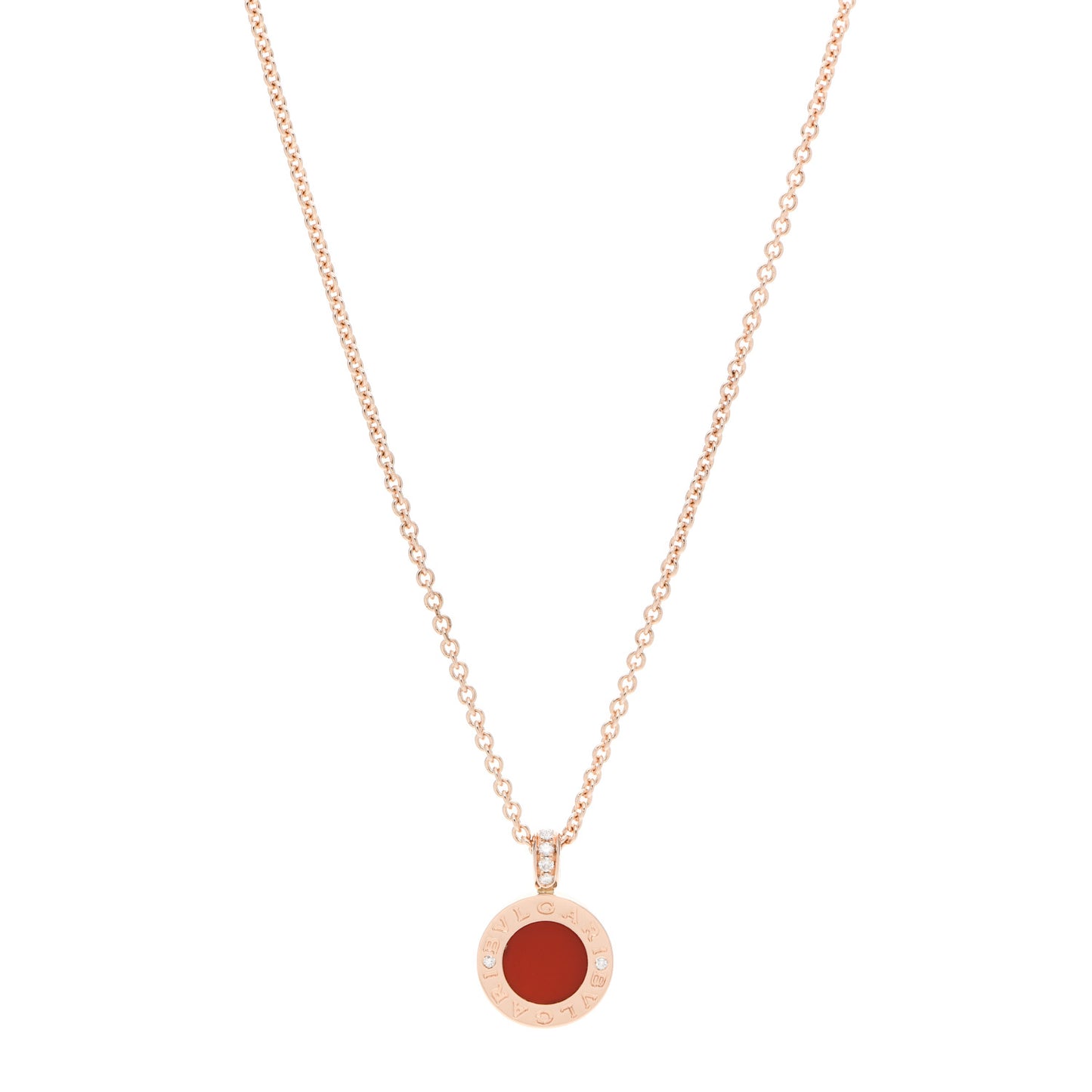 18K Rose Gold Diamond Mother of Pearl Carnelian BVLGARI BVLGARI Pendant Necklace