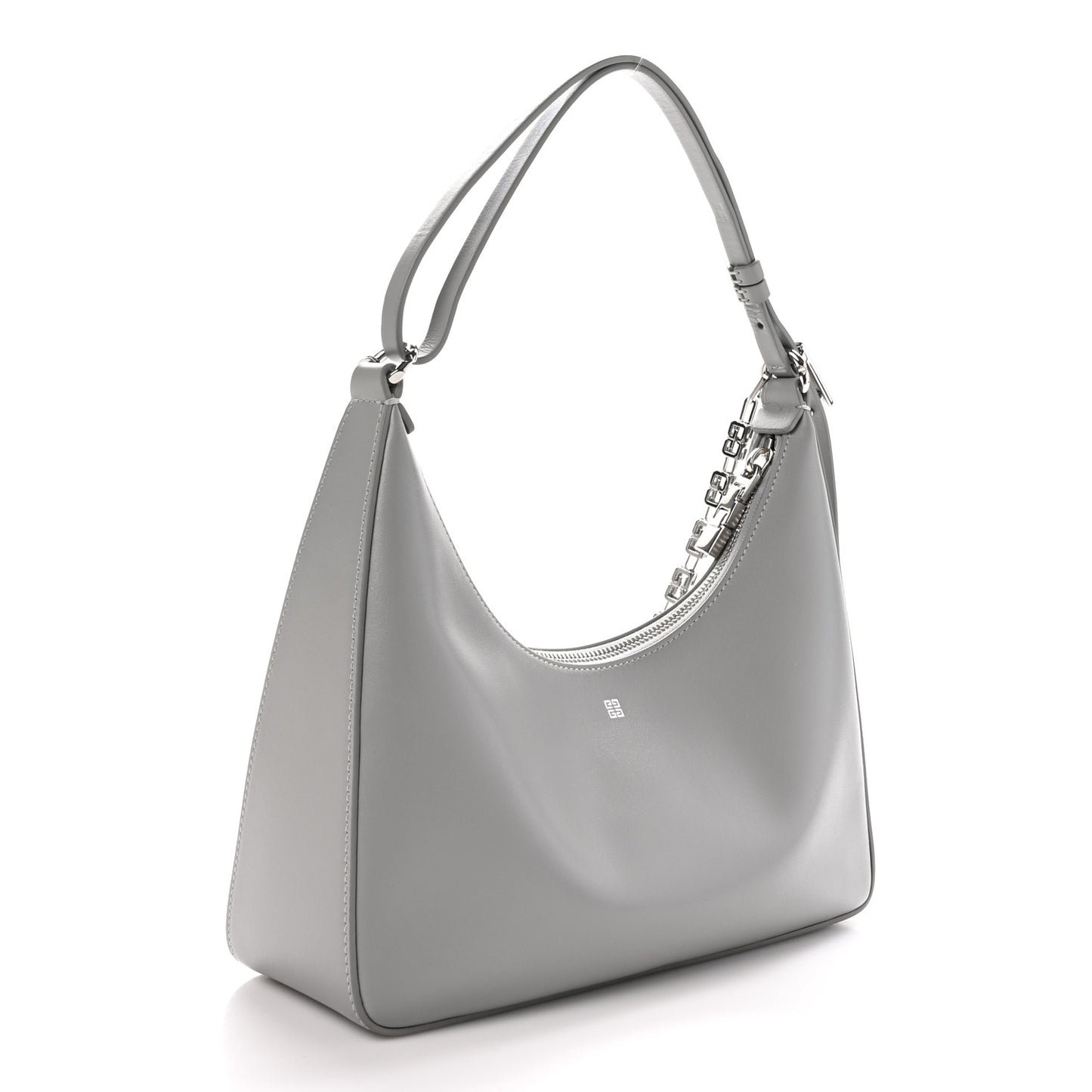 Smooth Calfskin Small Moon Cut Out Shoulder Bag Grey