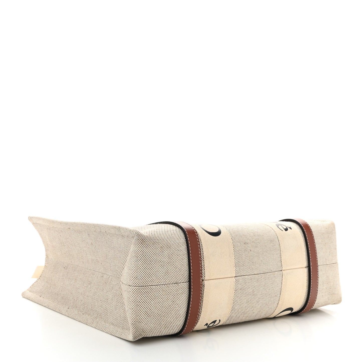 Cotton Calfskin Medium Woody Ribbon Tote White Brown