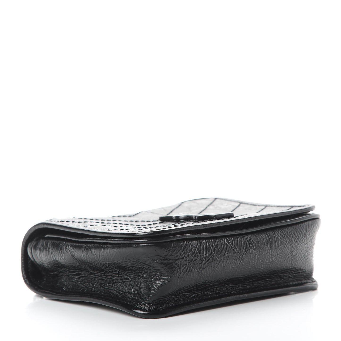 Crinkled Calfskin Matelasse Monogram Niki Chain Wallet Black