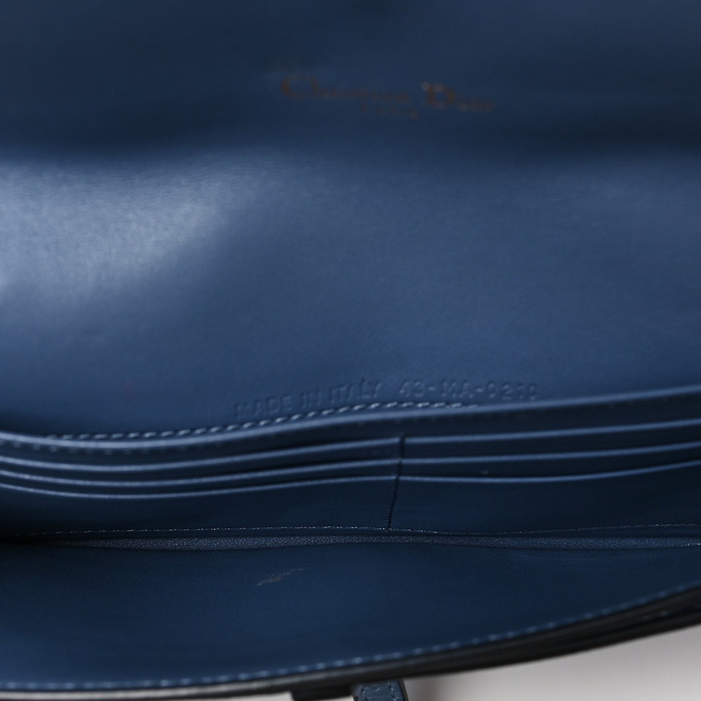 Grained Calfskin Saddle Chain Wallet Pouch Denim