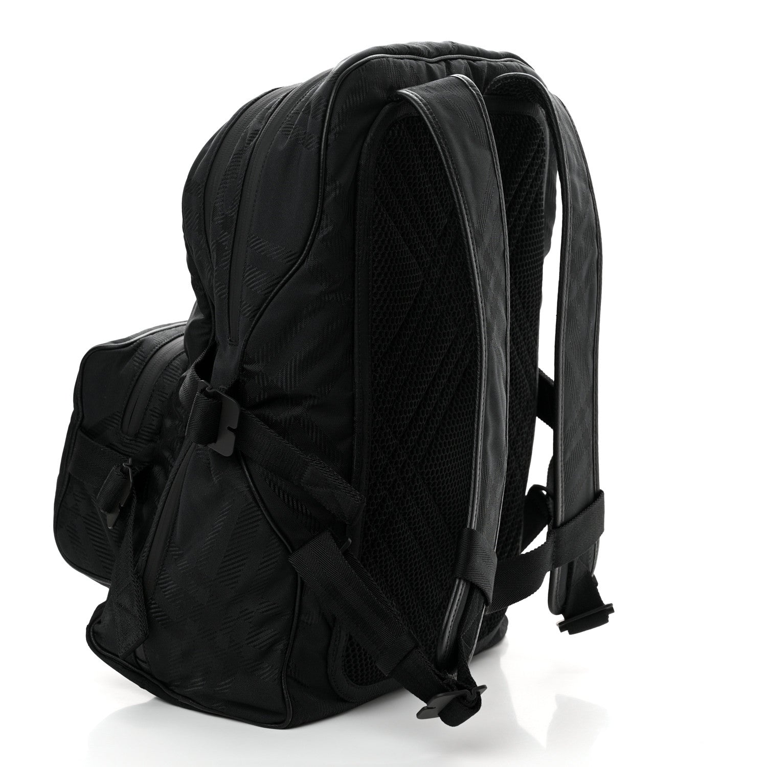 Burberry Nylon Jacquard Check Backpack Black 3 of 10