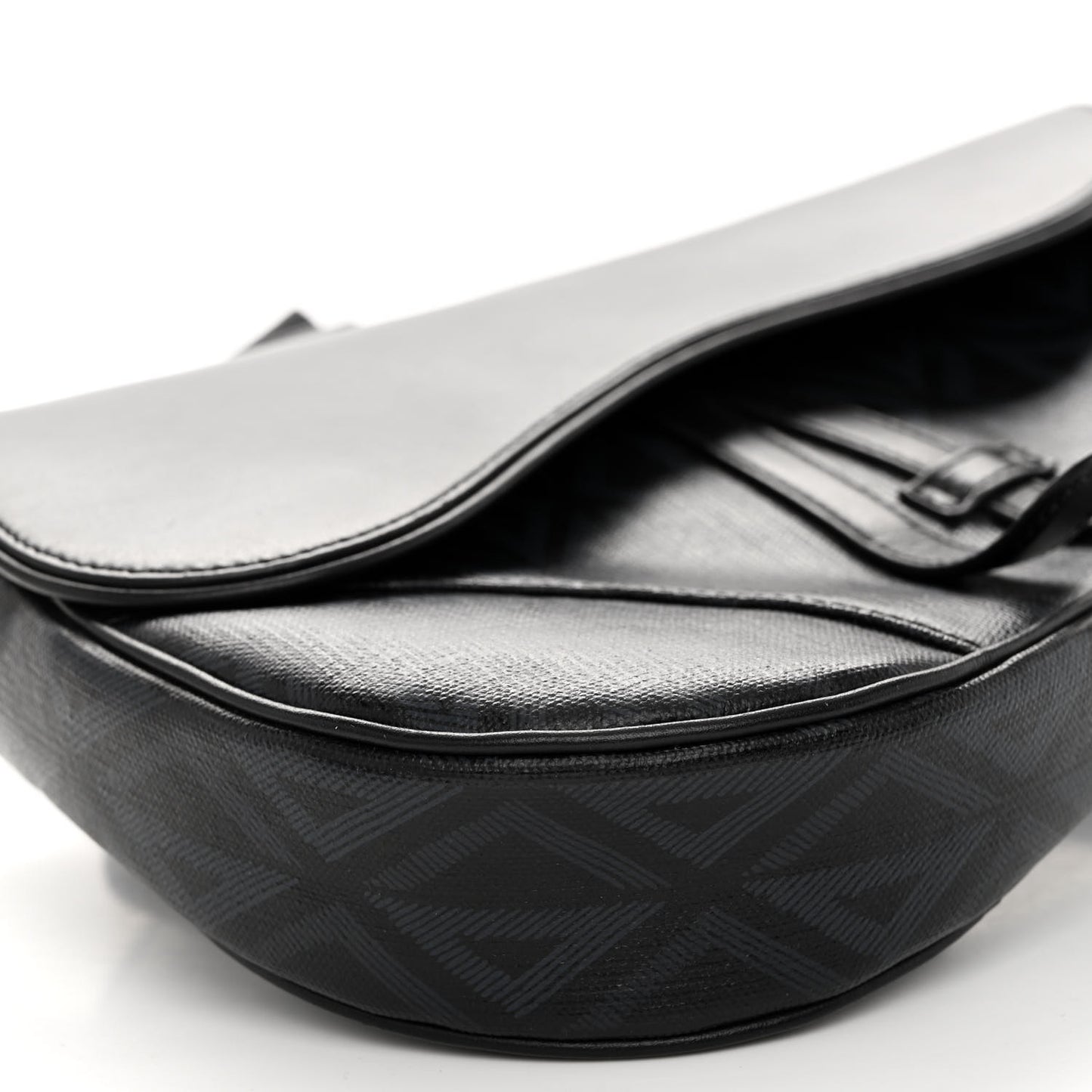 Coated Canvas CD Diamond Printed Mens Saddle Bag Black