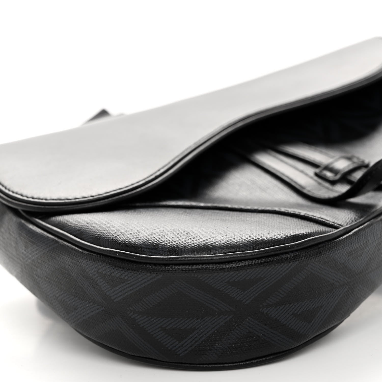 Christian Dior Coated Canvas CD Diamond Printed Mens Saddle Bag Black 9 of 10