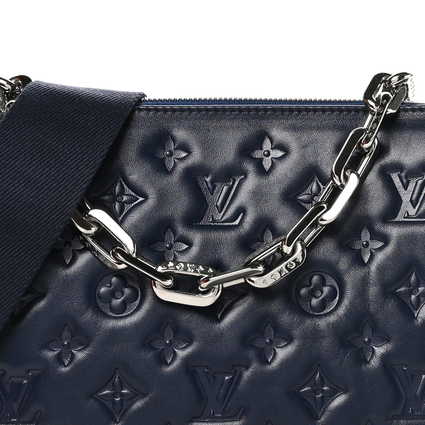 Lambskin Embossed Monogram Coussin PM Navy