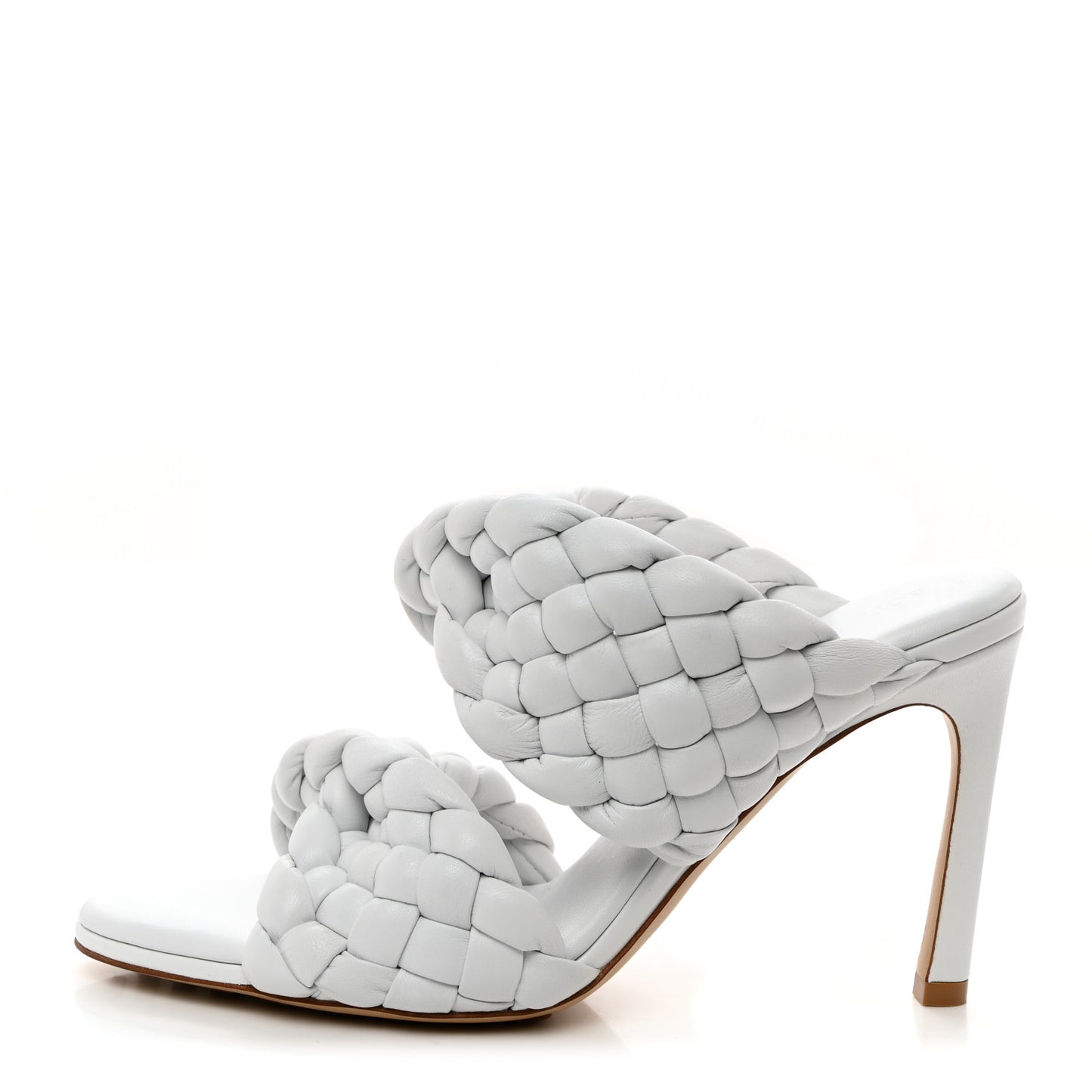 Nappa Twisted Padded Intrecciato Curve Slide Sandals 35.5 Optic White