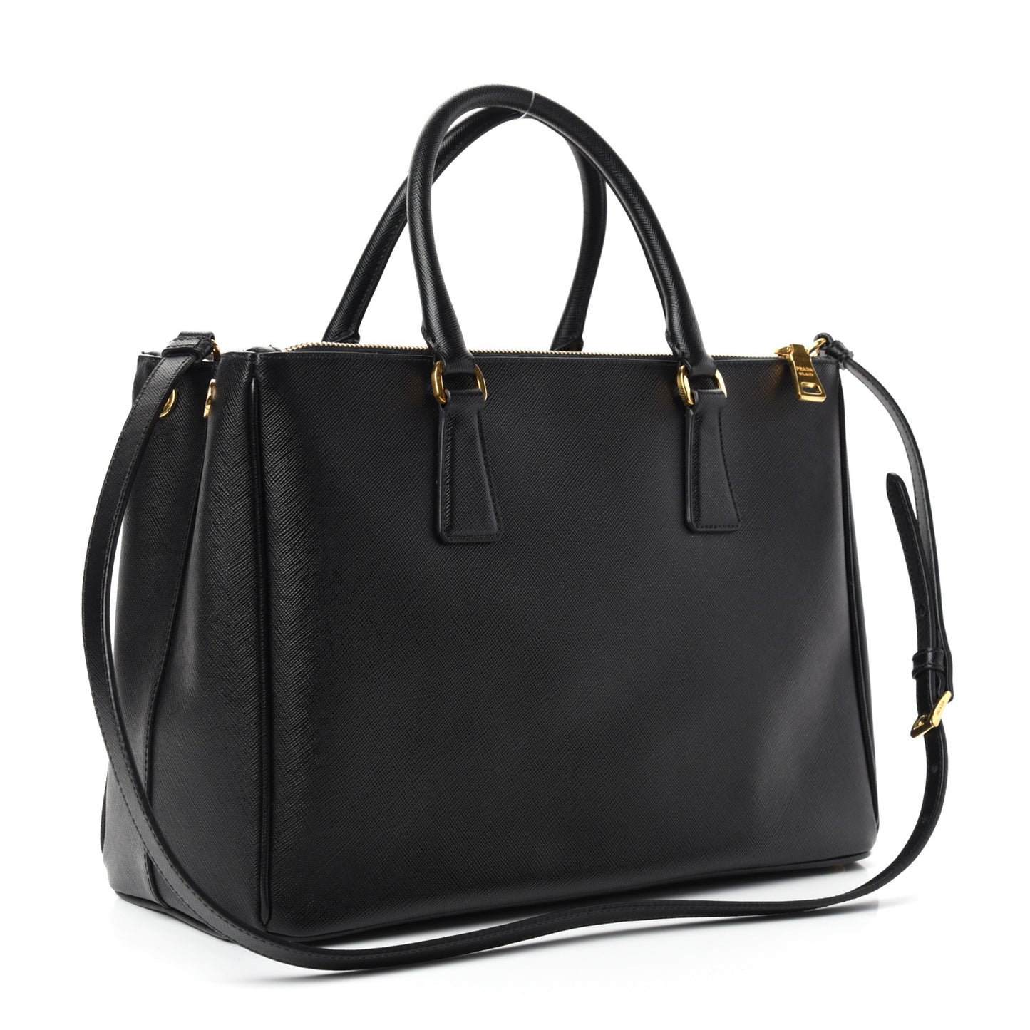 Saffiano Medium Galleria Double Zip Tote Black