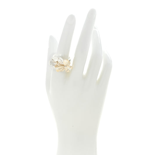 18K Yellow Gold Sterling Silver Return to Tiffany Love Bugs Butterfly Flower Ring 54 7