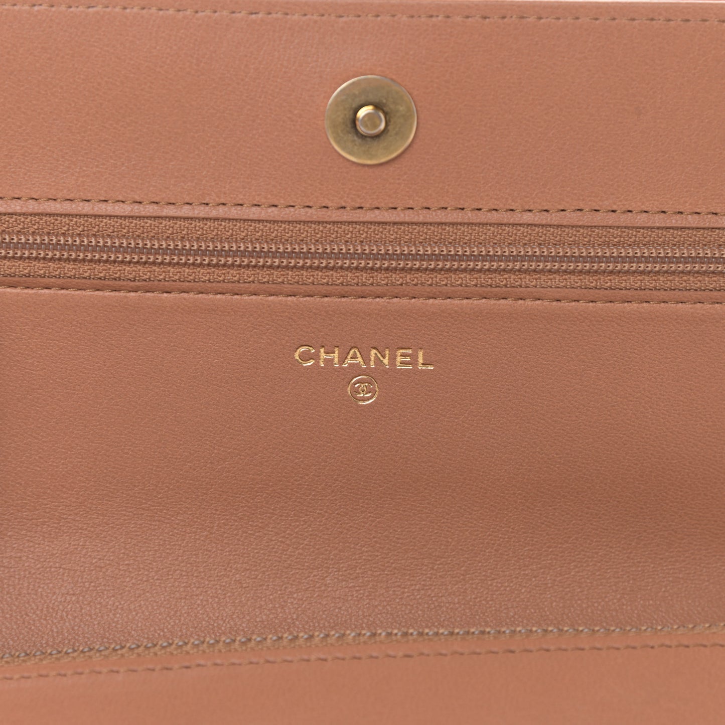 Lambskin Quilted Chanel 19 Wallet On Chain WOC Brown