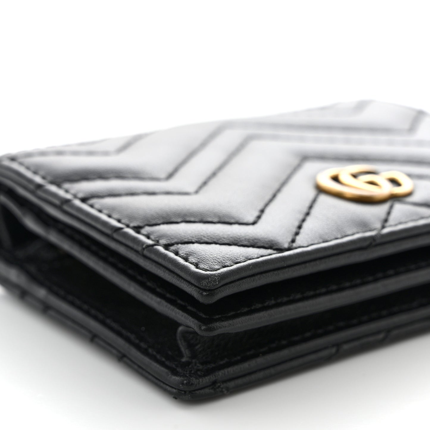 Calfskin Matelasse GG Marmont Card Case Wallet Black