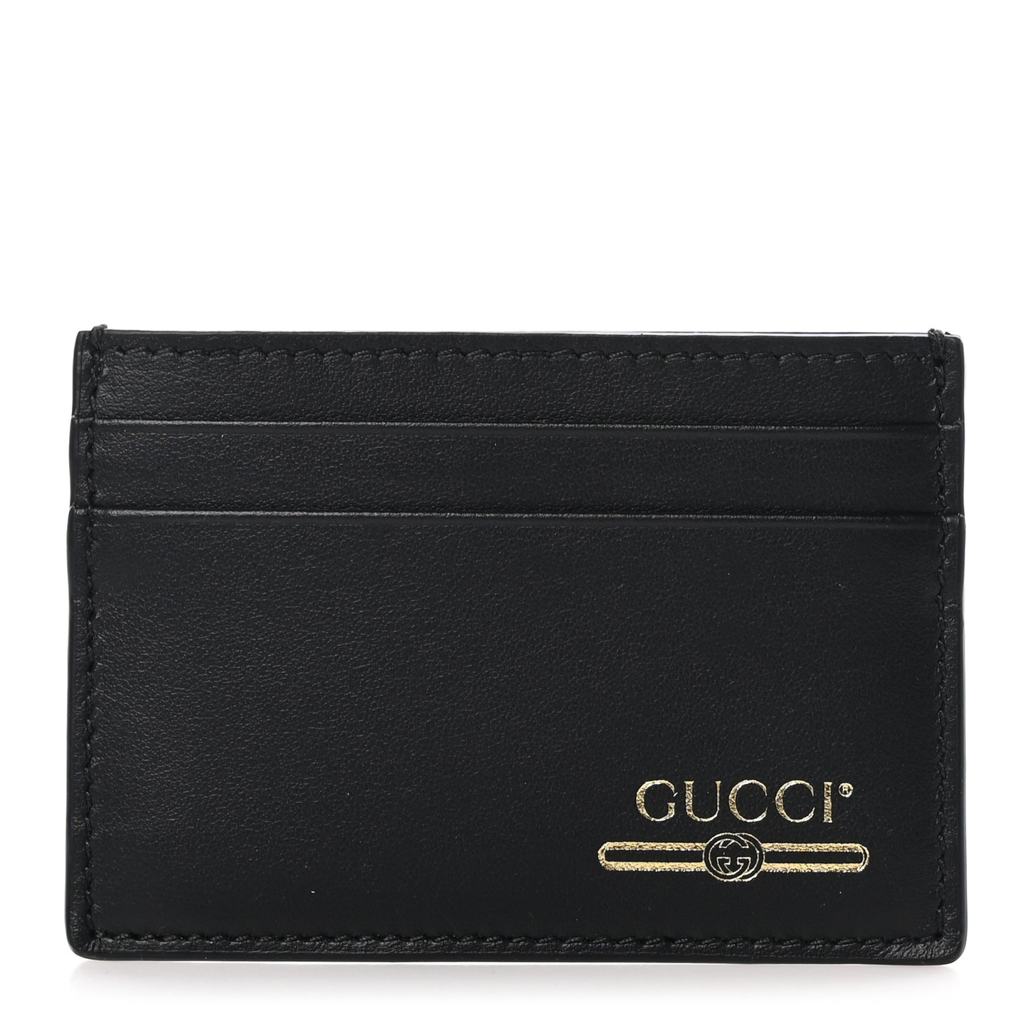 Plutone Calfskin Logo Card Holder Black