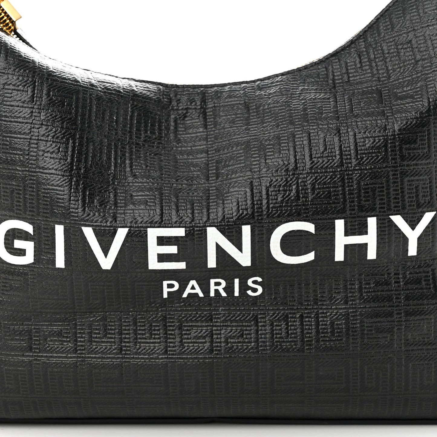 Coated Canvas Logo 4G Embossed Medium Moon Cut Out Shoulder Bag Black