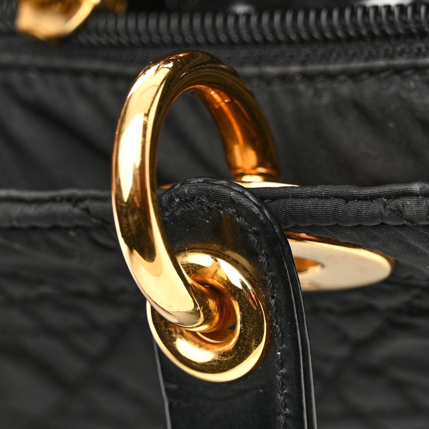 Nylon Cannage Medium Lady Dior Black