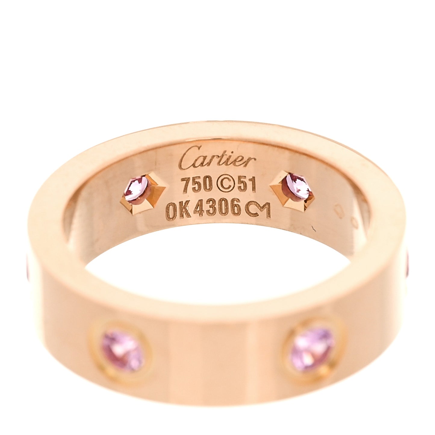 18K Pink Gold 6 Pink Sapphire 5.5mm LOVE Ring 51 5.75