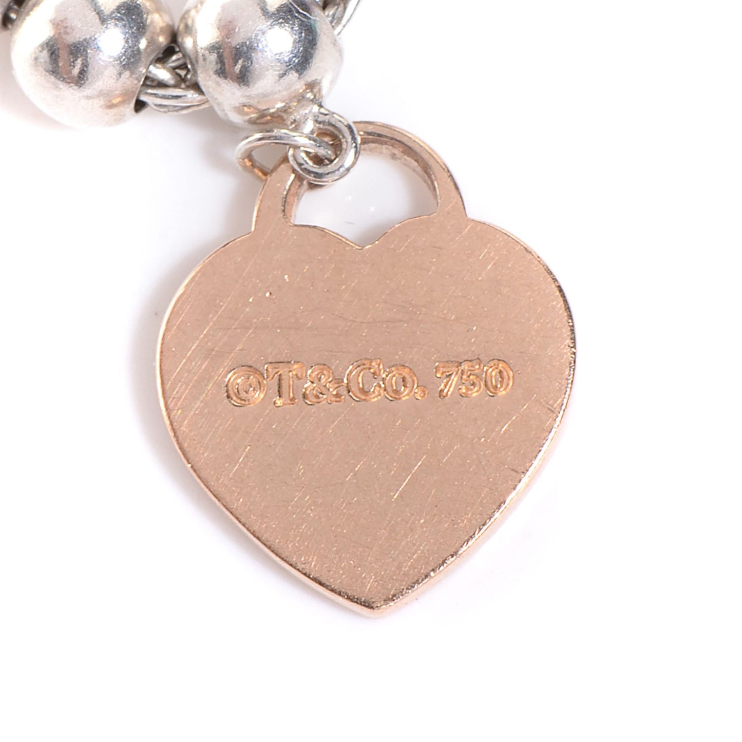 Sterling Silver 18K Rose Gold Return to Heart Bead Bracelet