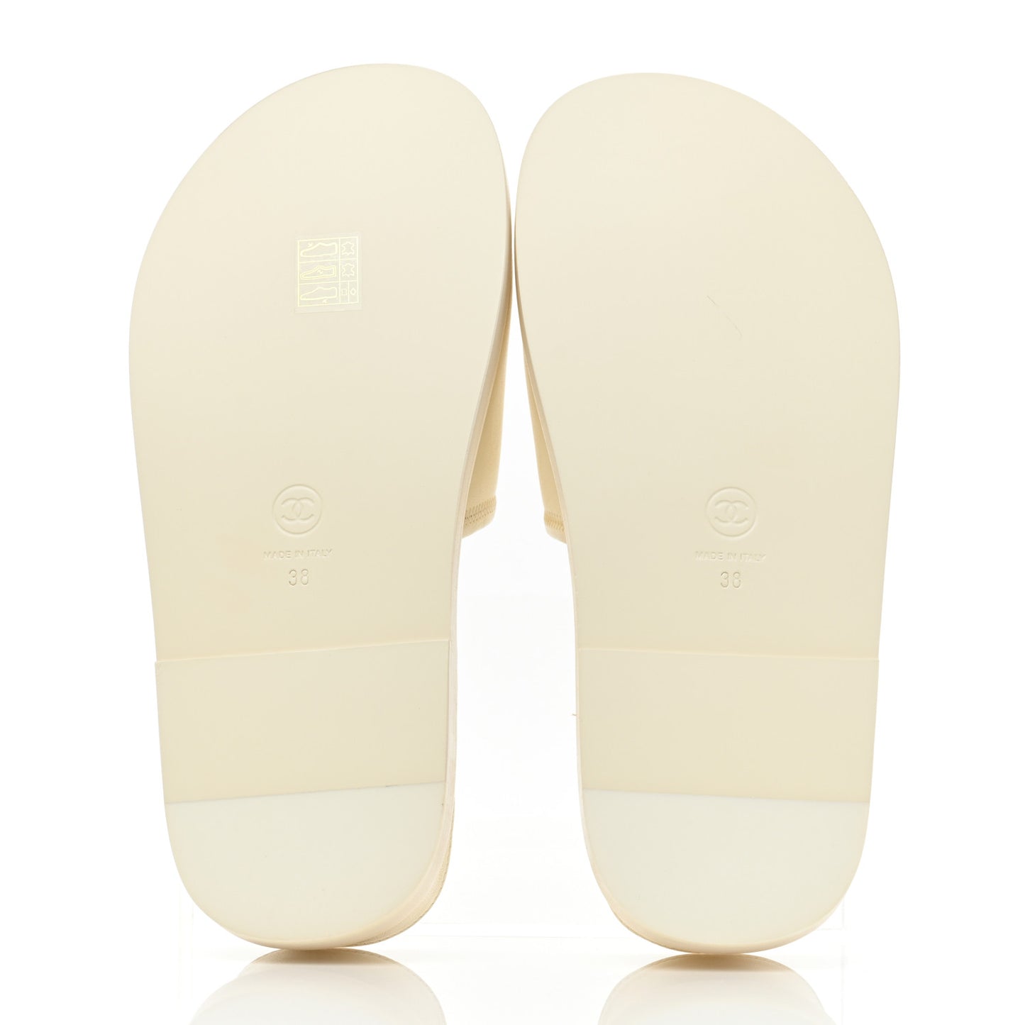 Lambskin Cha-Nel Mule Sandals 38 Ivory Multicolor