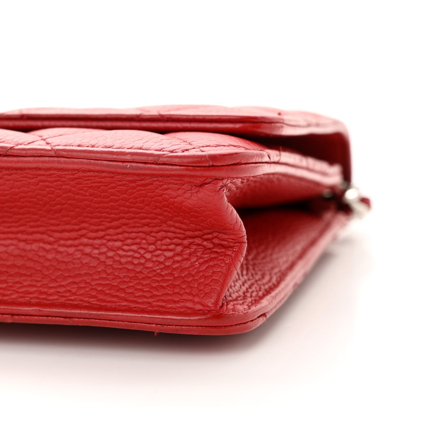 Caviar Quilted Wallet on Chain WOC Red