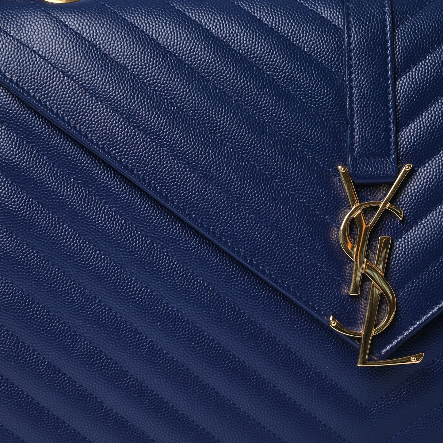 Grain De Poudre Matelasse Chevron Large Monogram Satchel Navy Blue